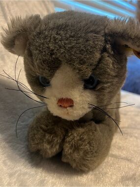 Steiff Plush Grey Cat Stuffed Animal - Soft Cuddly Kitten